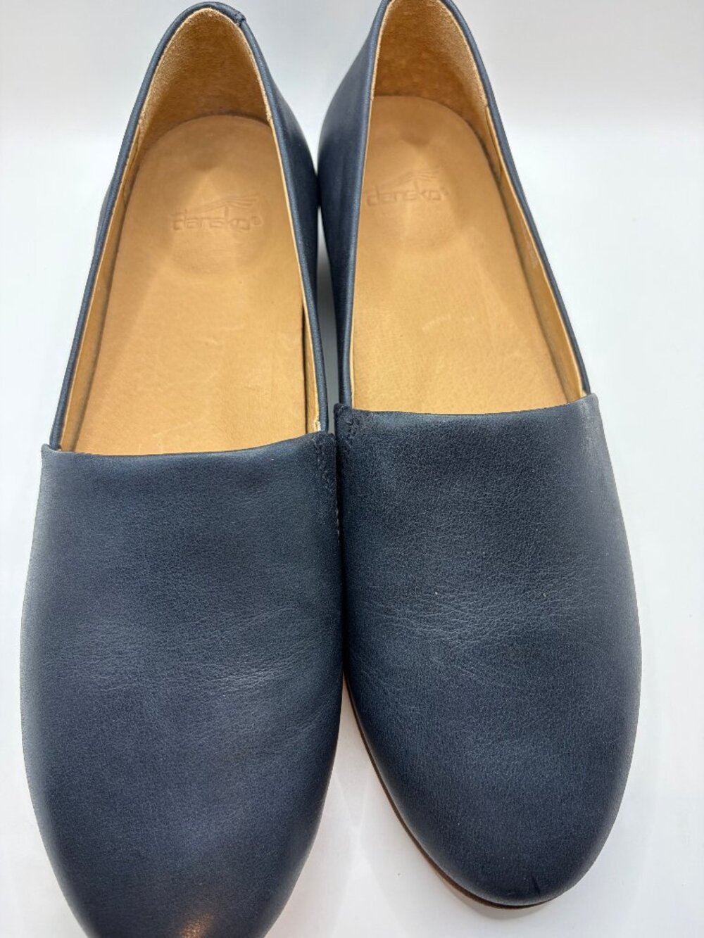 Dansko Larisa Women’s Navy Blue Leather Slip-On Comfort Flats Size 8.5 EU 39
